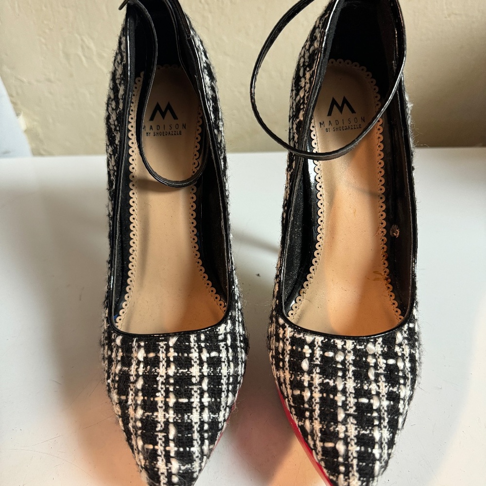 Black Red White Platform Pumps